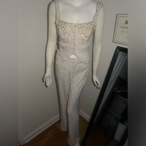 Custom Made Elegant Gold & White Two Piece